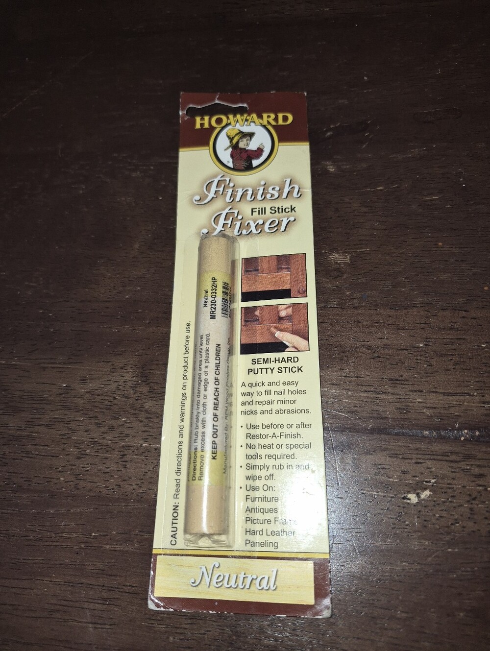 Howard Neutral Semi-Hard Putty Stick (Finish Fill Stick Fixer